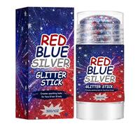 Body Glitter Stick - Portable Patriotic Red White Blue Waterproof | Reusable Sparkling Makeup Glitter Stick for Women Girls Teens Parade Music Festival Under Eyes Cheekbones Collarbones
