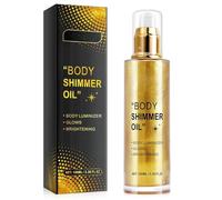 Body Glow Shimmer Oil - Illuminatore liquido idratante da 100 ml, evidenziatore radiante impermeabile per viso e corpo, splendore pronto per l'estate con scintillio leggero (Gold, 02)