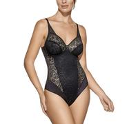 Selene, Body Donna in Pizzo Effetto Trasparente, con Ferretto e Motivo Floreale, Senza Imbottitura, Collezione Graziella, Colore Nero, Coppa 5 C