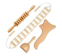 Body Gua Sha Stick, massaggiatore per la schiena, in legno, 20 perle, massaggiatore per agopuntura, in legno (set da 4 pezzi)