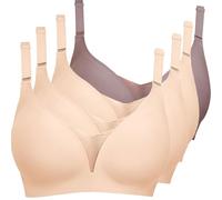 Body Guainant con Zip Set di 4 Reggiseni senza ferretto in pizzo con scollo a V per donna, completo di reggiseni giornalieri di grandi dimensioni, 2025 Leggings da ragazza in pelle, Pasteca Rosso, L