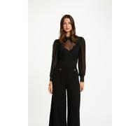 Body in pizzo Nero S Tinta unita