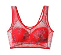 Body in pizzo per sostenere le donne, spalline regolabili, copertura completa, comodi reggiseni senza ferretto, reggiseno senza ferretto, Colore: rosso, 4XL