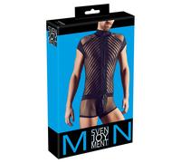 Body in rete da uomo Svenjoyment con spalline nere e cerniera L