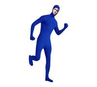 Body invisibile per adulti, unisex, elasticizzato, per Halloween, cosplay, feste in costume, body a corpo intero in spandex, con viso aperto (blu, L)