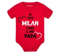 Body Io Tifo MILAN ROSSO divertente neonato a maniche corte
