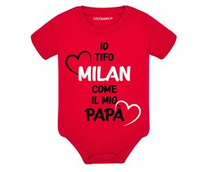 Body Io Tifo MILAN ROSSO divertente neonato a maniche corte