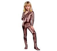 Body luccicante con Zip, Collo Alto, Maniche Lunghe, per spettacoli di Danza e Ginnastica, Costume da palco per Bambini