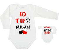 Body lungo neonato stampa IO TIFO MILAN personalizzato nome bimbo bimba regalo