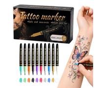 Body Markers - 10 Colors Washable Glitter Temporary Drawing Pen Set, Safe S