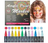 Body Markers Skin Safe - Washable Paint Pens Set, 12 Count Art Drawing Markers, Skin Friendly Makeup Painting Supplies for Women Men Adults Teens, Creative Body Art Pen Kit for Safe Temporary Skins