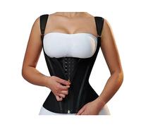 Body modellante da donna con 15 ossa, elastico per il controllo della pancia, body shaper canottiera, supporto in vita, corsetto sottoseno, nero, S