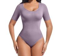 Body modellante da donna, maniche corte o spalline sottili, forma forte, forma traspirante, body estivo sexy, adatto per feste ed escursioni, con una varietà di stili tra cui scegliere., Ac-lilla, 3XL