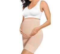 Body Modellante Premaman Baby Bump, Biancheria Intima a Vita Alta a metà Coscia per prevenire Lo sfregamento, Morbido Supporto Addominale, Nude, X-Large