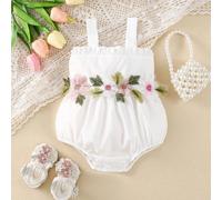 Body neonata con ricamo floreale vintage, design elegante e carino per il gioco all'aperto, primavera estate 6-9M,9-12M,12-18M,1-3M,3-6MFloreale,PiantePoliestere