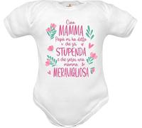 Body neonata cotone maniche corte sarai mamma con frase ciao Mamma stupenda e meravigliosa 6 mesi