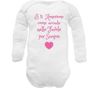 body neonata manica lunga caldo cotone frase amore - E ti ameremo come accade nelle favole... per sempre - idea regalo nascita ameremo rosa cc 00: 0-3 mesi)
