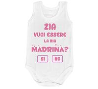 Body neonata Personalizzabile con Nome Zia Vuoi Essere la mia Madrina? 1 mese Giromanica