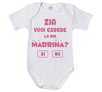 Body neonata Personalizzabile con Nome Zia Vuoi Essere la mia Madrina? 1 mese Manica corta