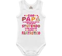 Body neonata smanicato papà stupendo 100% cotone regalo nascita diventerai papà con frase dedica divertente a colori rosa idea regalo femminile e originale per neo papà "Ciao Papà" fantasy 3-6 mesi