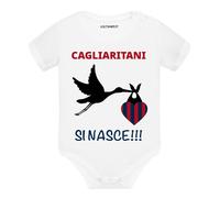 Body neonato a maniche corte Cagliaritani si nasce calcio idea regalo papà