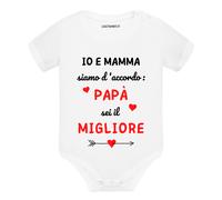 Body neonato a maniche corte Io e mamma siamo d'accordo papà sei il migliore