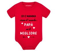 Body neonato a maniche corte Io e mamma siamo d'accordo papà sei il migliore