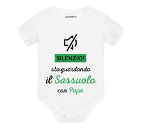 Body neonato a maniche corte Silenzio sto guardando il Sassuolo con papà