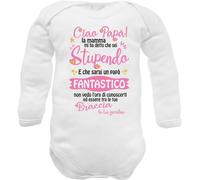 body neonato bianco frase papà mamma mi ha detto che sei stupendo e fantastico in manica lunga di caldo cotone (papa-f-girl-w-cc 0 mesi)