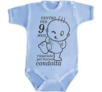 Body Neonato Bimba Bimbo bebé Pigiama Dentro per 9 Mesi Rilasciato per BUONA CONDOTTA (Azzurro, 3 Mesi)