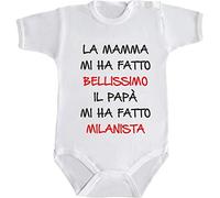 Body Neonato Bimba Bimbo bebé Pigiama LA Mamma Mi HA Fatto Bellissimo, papà MILANISTA (Bianco, 3 Mesi)