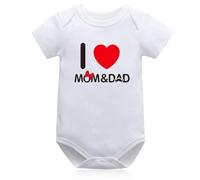 body neonato, body neonato manica corta, simpatici divertenti frase body neonato, body neonato manica corta frase cuore rosso, idea regalo per fratellino sorellina mamma, Bianco, 6M