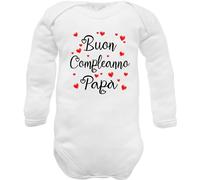 Body Neonato “Buon Compleanno Papa” - Idea Regalo Originale per la Festa di Compleanno del Papà - Body manica lunga in caldo Cotone Made in Italy 3 mesi