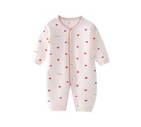 Body neonato cuore carino primo compleanno abiti neonato ragazze ragazzi autunno inverno cotone tuta manica lunga Baggy Sleepsuit scollo a V caldo senza piedi pagliaccetto, Rosso, 3-6 Months