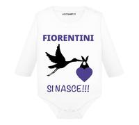 Body neonato divertente calcio manica lunga Fiorentini si nasce
