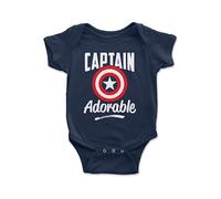 Body Neonato Divertente Manica Corta -Captain Adorable - Capitan Adorabile - Tutina Bimbo 100% Cotone Morbido e Traspirante - Simpatica Idea Regalo Baby Shower - Navy - 18-24 mesi