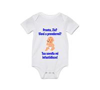 Body Neonato Divertente - Maschietto Pronto Zia? Vieni a prendermi? Tua sorella mi infastidisce - Body Neonato Simpatici - Idea Regalo