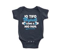 Body Neonato Divertenti a Manica Corta - Io tifo Napoli come il mio Papà - Tutina Bimbi 100% Cotone Morbido e Traspirante - Simpatica Idea Regalo Baby Shower - Navy- 6-12 mesi