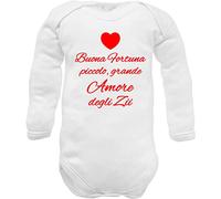 body neonato divertenti frase buona fortuna piccolo grande amore degli Zii idea regalo zia e zio (Body Fortuna Amore Zii Manica Lunga Caldo Cotone, 12: 12-18 mesi)