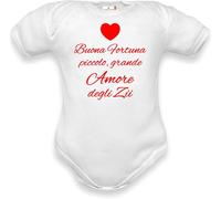 body neonato divertenti frase buona fortuna piccolo grande amore degli Zii idea regalo zia e zio (Body Fortuna Amore Zii manica corta Cotone, 03: 3-6 mesi)