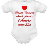body neonato divertenti frase buona fortuna piccolo grande amore della Zia manica corta puro cotone 13 fortuna zia MM 0-3 mesi
