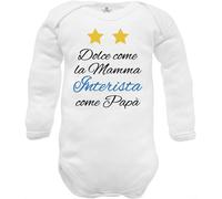 Body neonato divertenti frase Dolce come la mamma interista come papà (Body neonato dolce Interista in caldo cotone, 6-9 mesi)