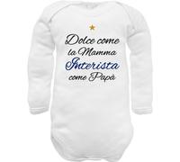 Body neonato divertenti frase Dolce come la mamma interista come papà (Body neonato Ricamato dolce Interista in caldo cotone, 12-18 mesi)