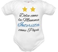 Body neonato divertenti frase Dolce come la mamma interista come papà in manica corta di puro cotone (Inter dolce w-mm 3 mesi)