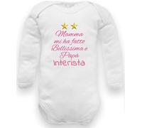 body neonato divertenti frase Inter Mamma mi ha fatto bellissimo e papà Interista (Body neonata Interista frase stampa, 12-18 mesi)