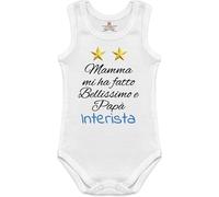 body neonato divertenti frase Inter Mamma mi ha fatto bellissimo e papà Interista (Body neonato canotta Interista frase stampa, 3-6 mesi)
