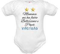 body neonato divertenti frase Inter Mamma mi ha fatto bellissimo e papà Interista (Body neonato manica corta Interista frase stampa, 6-9 mesi)