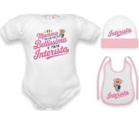 body neonato divertenti frase Inter Mamma mi ha fatto bellissimo e papà Interista (Set neonata interista rosa, 3-6 mesi)