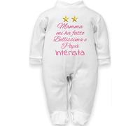 body neonato divertenti frase Inter Mamma mi ha fatto bellissimo e papà Interista (Tutina neonata inter in caldo cotone, 0-3 mesi)