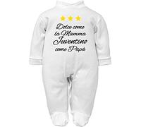 body neonato divertenti frase juventino dolce come la mamma tifoso come papà (Tutina neonato dolce Juventino in caldo cotone, 6-9 mesi)